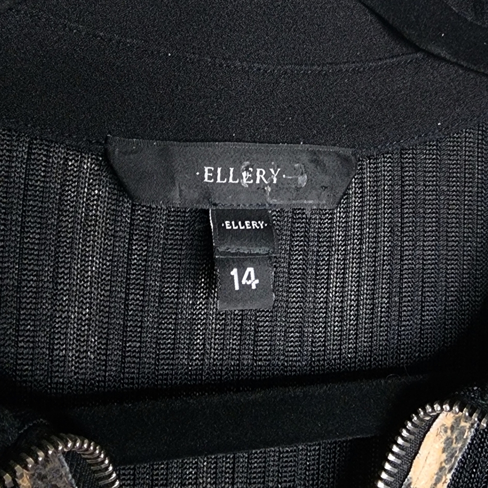 ELLERY Calabasas Zip Up Panel Long Sleeve Black Dress Size 14 - Picture 3 of 13